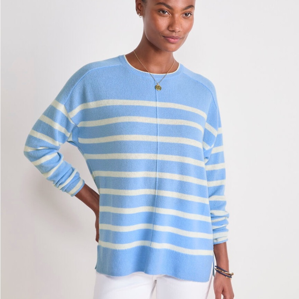NWT Vineyard Vines Seaspun Blue and White Striped Cashmere Tunic Sweater